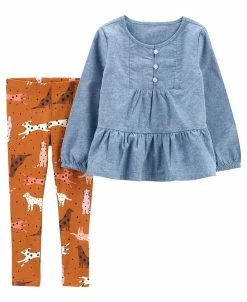 Carter's™ Baby Girls Chambray Top And Leggings, 2 Piece Set