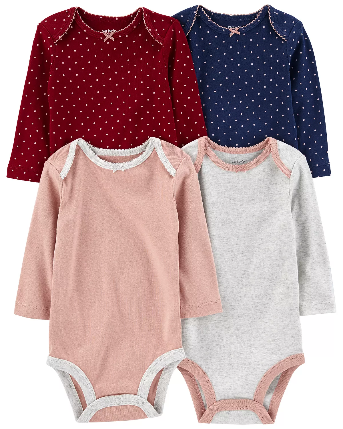 Carter's™ Baby Girls Printed Long Sleeved Bodysuits, Pack Of 4 - Image 2