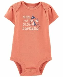Carter's™ Baby Girls Mom And Dad Lovebug Short Sleeved Bodysuit