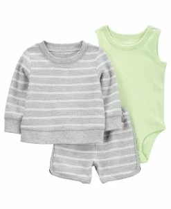 Carter's™ Baby Boys French Terry Pullover, Bodysuit And Shorts, 3 Piece Set