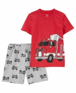 Carter's™ Toddler Boys Fire Truck Snow Yarn T-shirt And Shorts Set, 2 Piece