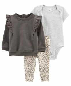 Carter's™ Baby Girls Bodysuit, Pant And Ruffled Pullover, 3 Piece Set