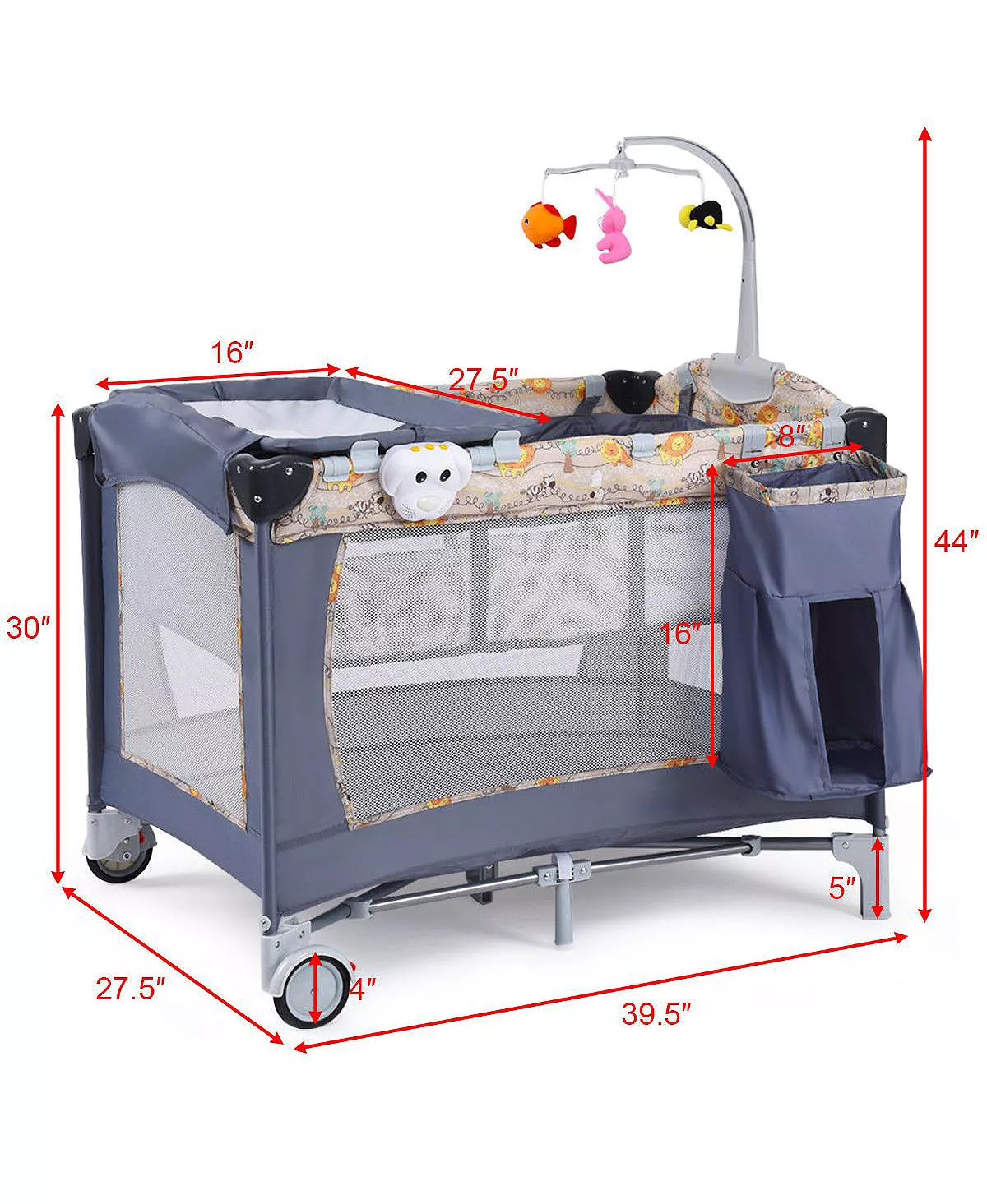 Costway Foldable Baby Crib Playpen Playard Pack Travel Infant Bassinet Bed - Image 3