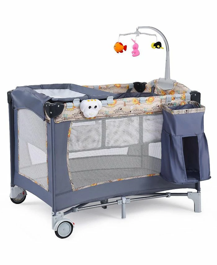 Costway Foldable Baby Crib Playpen Playard Pack Travel Infant Bassinet Bed