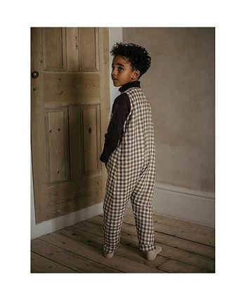 The Simple Folk Child Boy And Child Girl Signature Soft Organic Linen Gingham Playsuit - Image 2