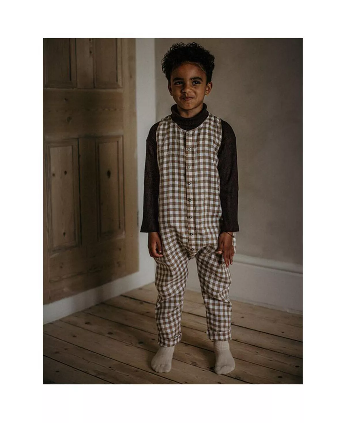 The Simple Folk Child Boy And Child Girl Signature Soft Organic Linen Gingham Playsuit - Image 3