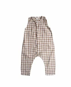 The Simple Folk Child Boy And Child Girl Signature Soft Organic Linen Gingham Playsuit