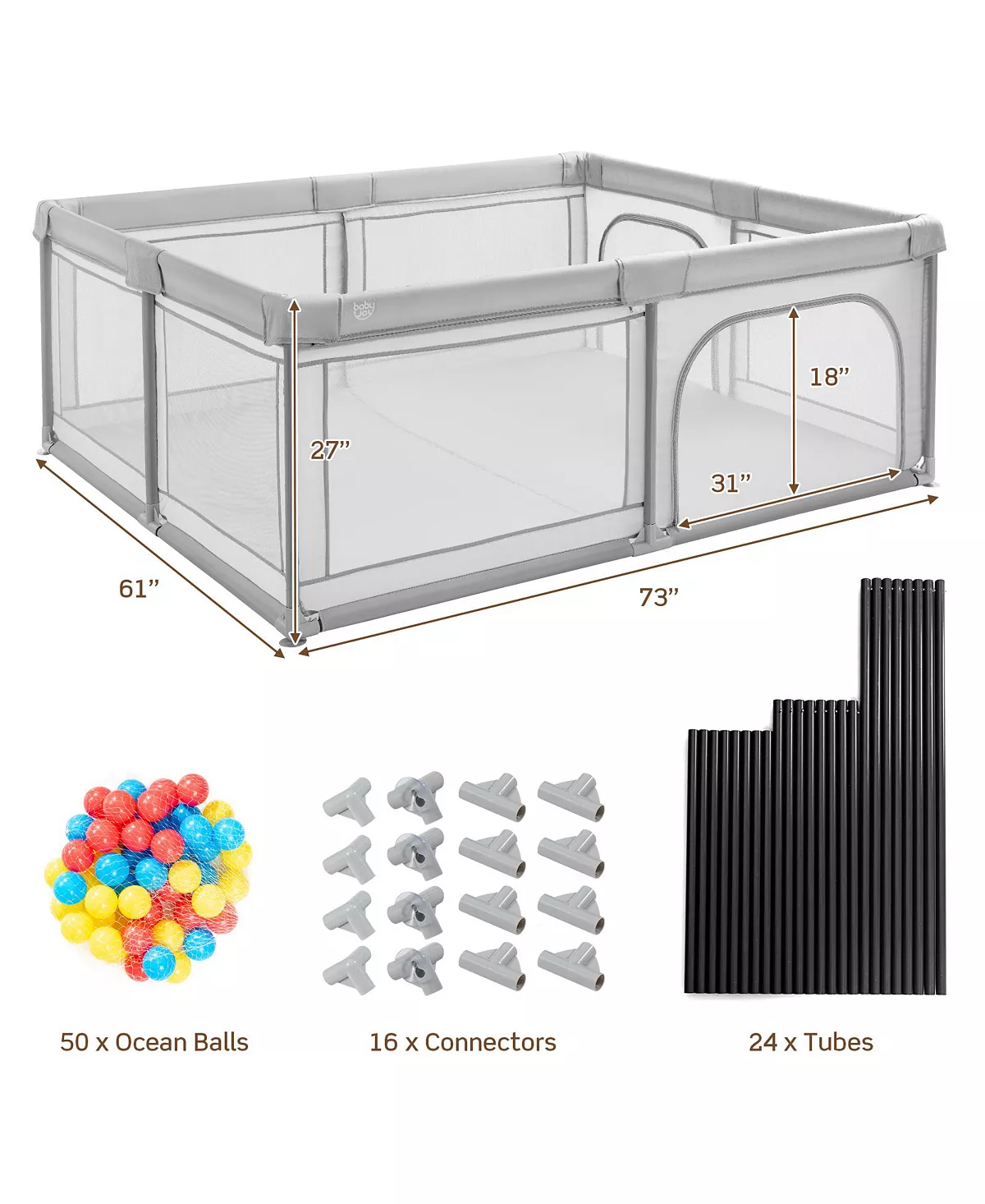 Costway Baby Playpen Large Safety Kids Activity Center - Image 3