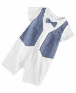 First Impressions Baby Boys Bowtie And Vest Sunsuit, Created For Macy's