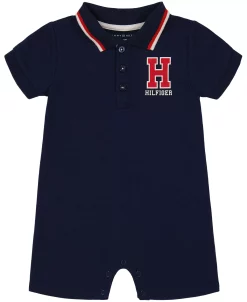 Tommy Hilfiger Baby Boys Signature Short Sleeve Pique Polo Romper