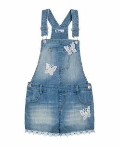 Epic Threads Big Girls Butterfly Denim Shortall, Created For Macy's