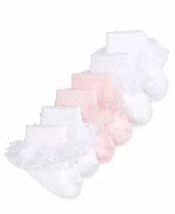 First Impressions Baby Girls Lace Anklet Low Cut Socks, Pack Of 3, Created For Macy's