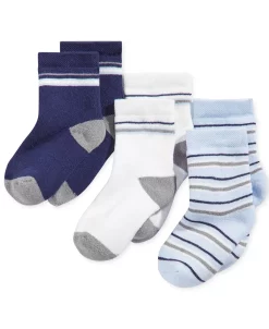 First Impressions Baby Boys Striped Crew Socks, Pack Of 3, Created For Macy's