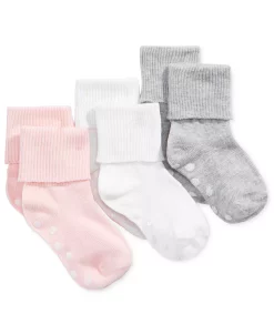 First Impressions Baby Girls Cuffed Low Cut Socks, Pack Of 3, Created For Macy's